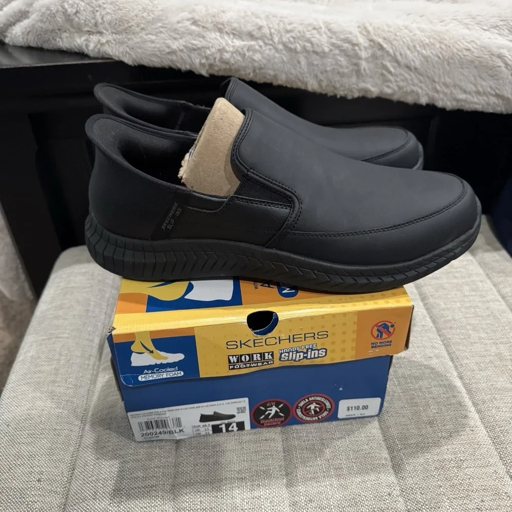 Skechers Work Men's‎ Black Slip Resistant Slip On Size 14 Hospitality 200249 NIB